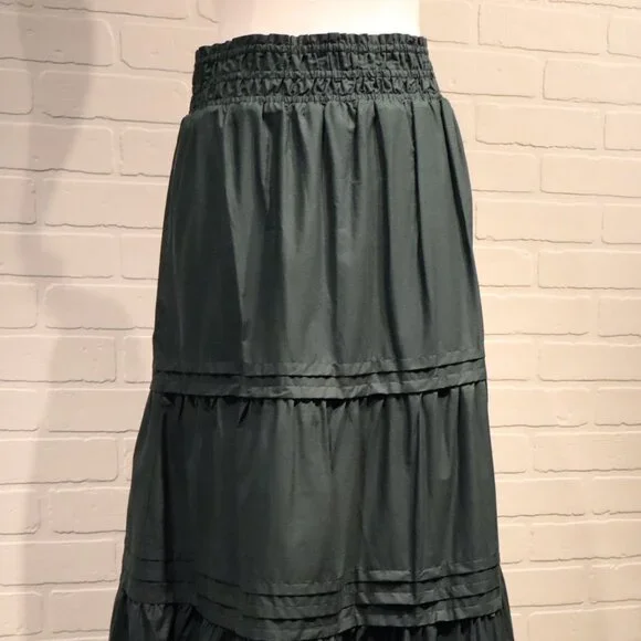 Maeve by Anthropologie Green Tiered Maxi Skirt - Picture 2 of 2